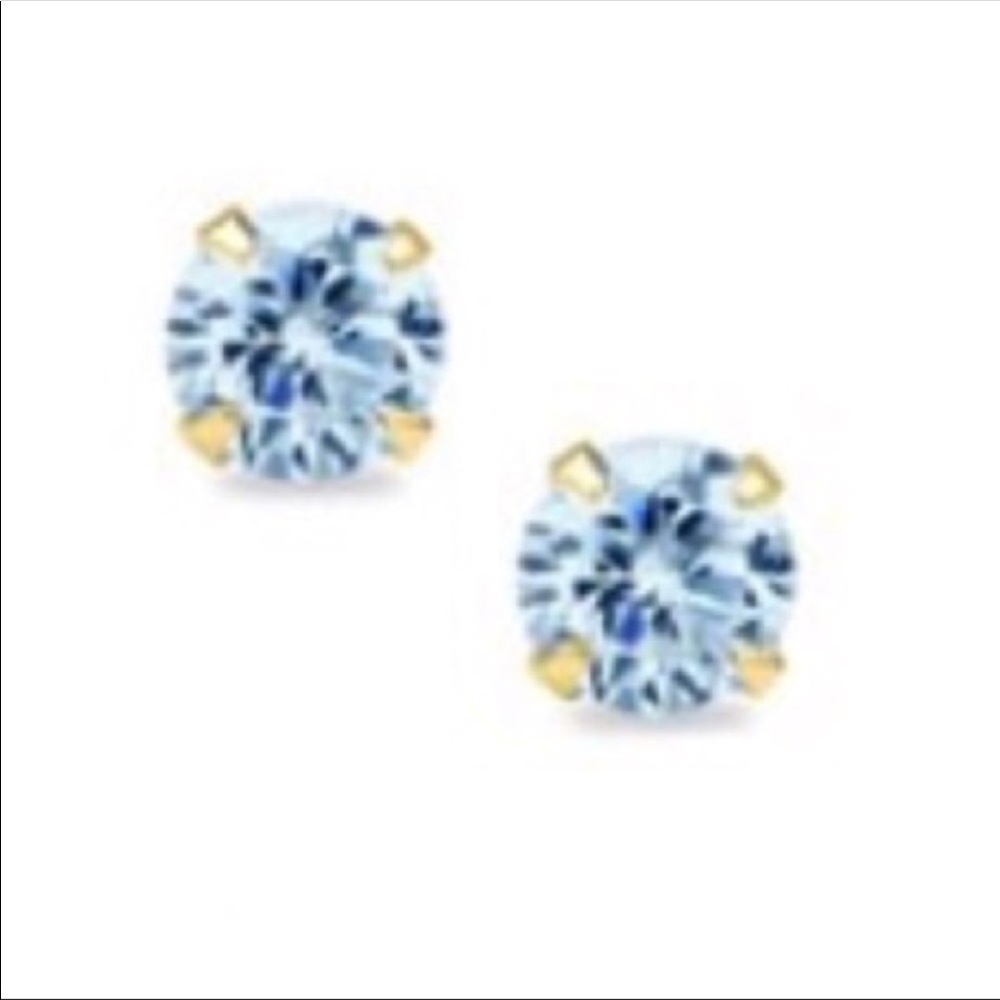 14k Solid Yellow Gold/White Gold 4mm CZ Earrings